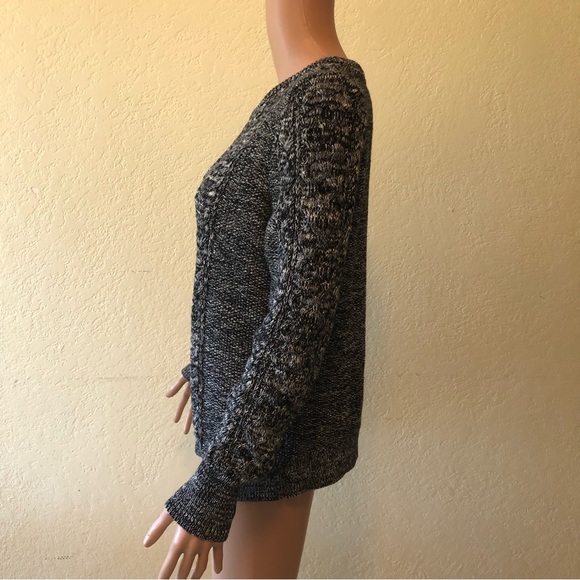 Gap Women’s Size L Black/White Cable Knitted Warm Sweater Long Sleeves Elastic - Picture 3 of 16